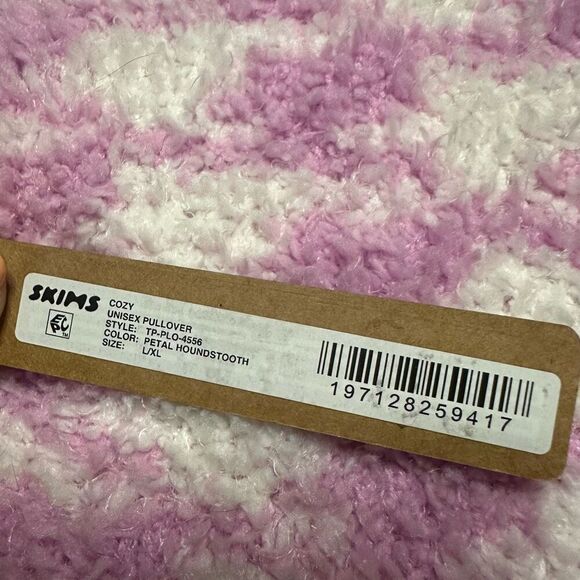 NWT Skims knit pullover sweatshirt petal houndstooth L/XL - Picture 6 of 9